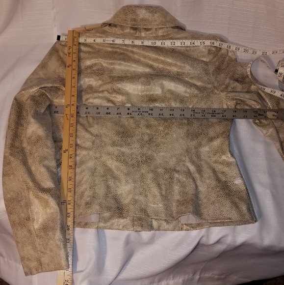 Ruffle Jacket Blazer zip Leather Look Poly Snake - Picture 8 of 8